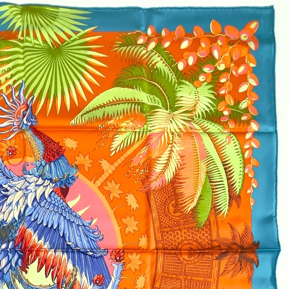 NWT Hermès Scarf "Mythiques Phoenix" Turquoise - Picture 8 of 10